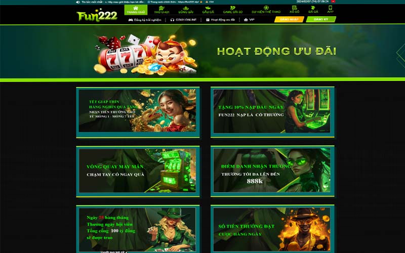 Tổng hợp toàn bộ siêu khuyến mãi có trên Fun22